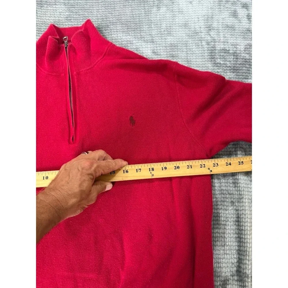 Polo Ralph Lauren Red Pima Cotton Quarter Zip Pullover Sweater Mens XL Pony Logo